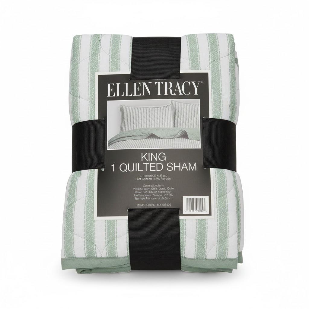 Ellen Tracy™ Stripe Single King Quilted Sham - Green, 20 x 36