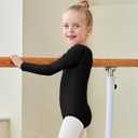 Century Star Long Sleeve Leotards for Girls 2-14 Years - Ballet Dance Leotards Toddler Girl Gymnastics Ballerina Kids Outfits (Black, L)
