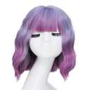 Yamel Short Hair Wigs Bob Wig Short Curly Wig with Bangs Light Purple to Rose Short Wigs for Women Daily Use Cosplay Wig