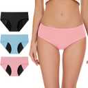 Women's High Absorbency Period Underwear - Leak-Proof & Reusable Menstrual Pants for Heavy Flow Days - 3 Pack,Multicolor,Large