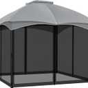 COWVIE Gazebo Replacement Netting Screen, 10' x 10' Universal Gazebo 4-Panel Mosquito Sidewalls with Double Zippers for Outdoor Patio (Only Netting) (Black)