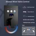 Digital Display Shower Faucet Set With 12 Inch Rainfall Shower Head,Brass Handheld Sprayer And 6pcs Body Jets,Full Body Shower System (Matte Black)