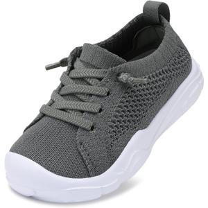 LeIsfIt Toddler Shoes Boys Girls Barefoot Shoes Kids Breathable Sneakers Tennis Shoes Slip on Shoes (A-dark Grey , Size 8 )