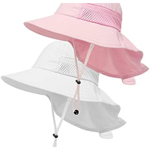 Toddler Baby Sun Hat Kids Summer UPF 50+ for Boys Girls Adjustable Beach Hats with Bucket Wide Brim Age 1-7 Years Size M