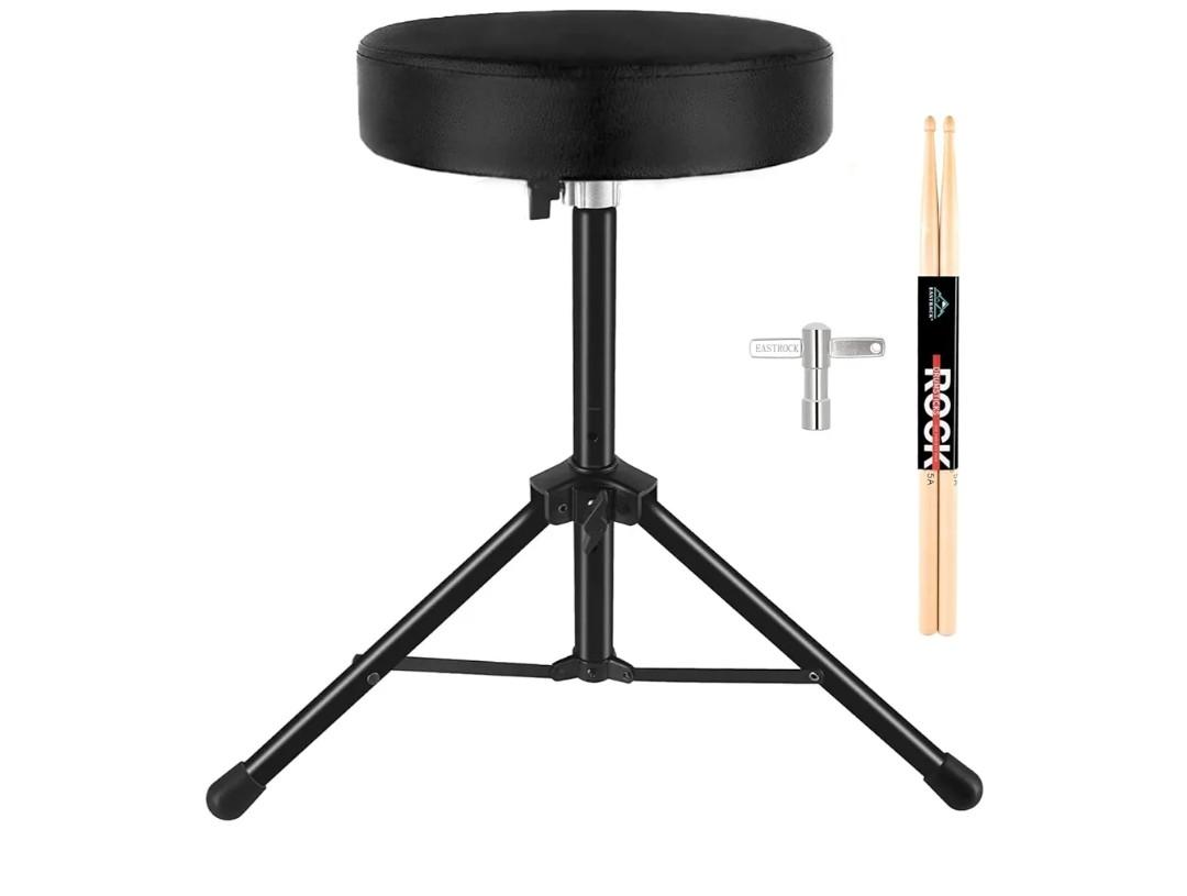 EASTROCK Drum Throne, Padded Drum Seat Drumming Stools with Anti-Slip Feet for Adults and Kids Drummers (Black)