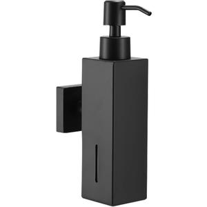 Soap Dispenser, Wall Mounted Square Hand Wash Dispenser with Pump, 304 Stainless Steel 160ml Liquid Dispenser, Refillable Dish Soap Dispensers for Kitchen Bathroom, Black