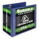 Samsill Durable 6 inch 3 Ring Binder, Made in USA, Locking D Ring FSC 100% Recycled Chipboard, Blue