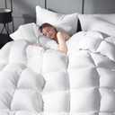 Ubauba King Size Down Duvet Insert - All Season Cool Touch for Hot Sleepers, Premium 100% Cotton Shell Hotel Quality, White 106 x 90 Inch