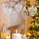 8 Pcs Clear Christmas Ornaments Irregular Shaped Fillable Ornament Crafts Xmas Tree Decoration Creative for Holiday Pendant (Heart&Bulb)
