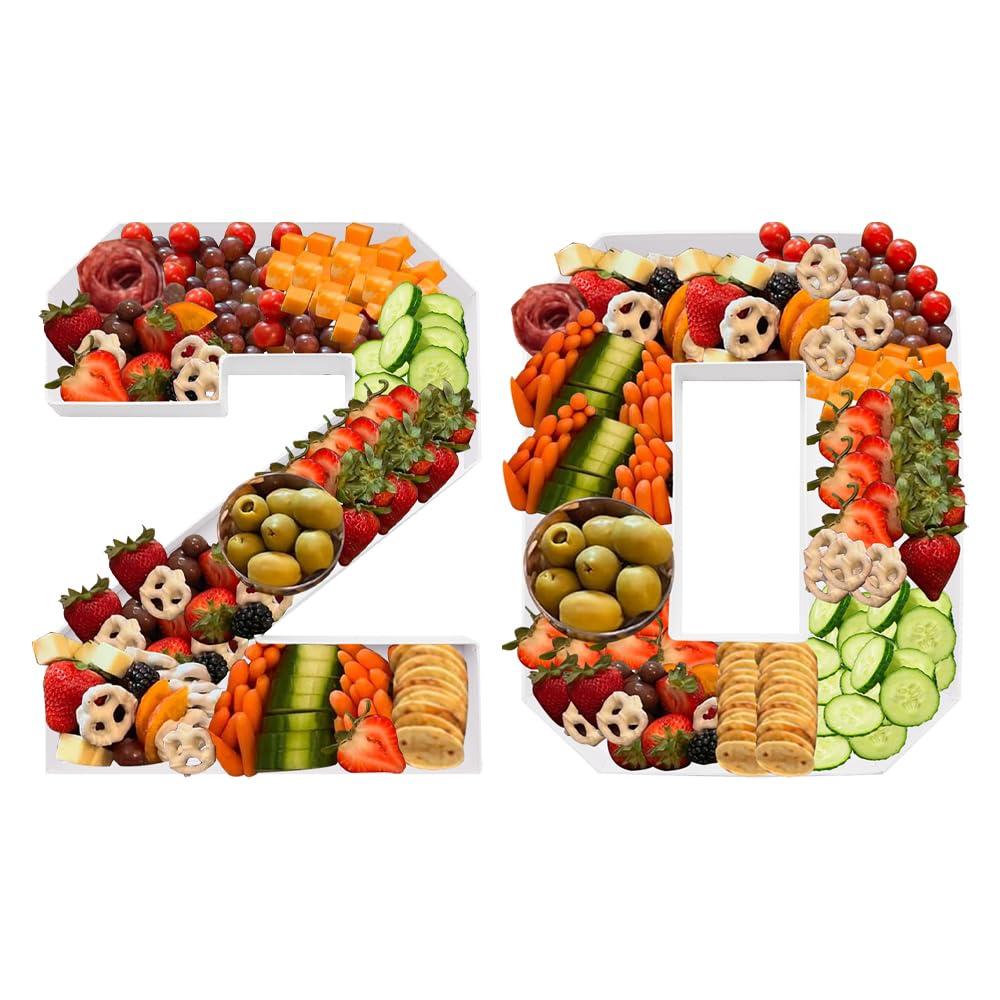 14inch Cardboard Number Fillable Shaped Charcuterie Board Tray Decorative Box Birthday Treat (Number 20)