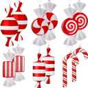 Sotiff Christmas Candy Ornaments Red White Hanging Candy Cane Ornaments Peppermint Christmas Tree Decoration DIY Xmas Lollipop Plastic Ornament for Holiday Xmas Tree Wedding Party Decor (12 Pcs)