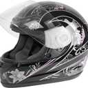 TCMT Full Face Motorcycle Helmet for Adults Men Women, Lightweight Polycarbonate Street Bike Dirt Bike Helmet with Anti-Scratch Mirror Shield and Removable Liner, DOT Approve, (59-60 Cm)