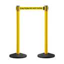 Crowd Control Warehouse CCW Series RBB-100 - Set of 2 Stanchion Retractable Belt Barriers - 11 Foot Caution Do Not Enter Belt, Yellow Post - Easy Assembly