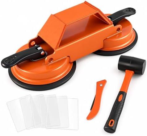 Floor Gap Fixer Tool,Enhanced Suction Cup,45° Striking Surface | Silent Felt Pads|Suitable for hardwood,laminate,vinyl,LVP|Beginner-friendly|With Slot Cutter, Hammer, and 5 Sticky Pads