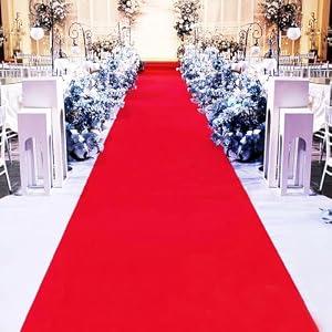 YADI 3×50 ft Red Wedding Carpet Party Decorations Polyester Fabric Aisle Runner for Indoor Outside Wedding Ceremony, Prom, Birthday - 1 Roll