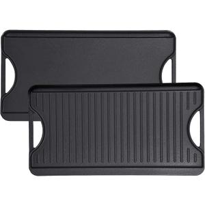 GasSaf Cast Iron Reversible Griddle With Handles, 20 Inch x 10.5 Inch Big Grill Pan For Stovetop
