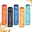 Reusable Travel Utensils Set with Case, 12 Sets Wheat Straw Portable Plastic Fork Spoons Knife Camping Cutlery, Eco-Friendly BPA Free Lunch Tableware for Kids Adults Travel Picnic Utensils
