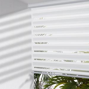 MYshade Cordless Zebra Blinds with Free-Stop Function - Dual Layer Light Filtering & Privacy Sheer Shades for Day and Night - Easy Install Window Shades for Home, Living Room, 24" W x 72" H,White