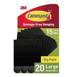 Command 15 lb Large 20 Pairs Picture Hanging Strips (40 Strips), Damage-Free Hangers for Picture Frames, No Tools Required, Great for Home Room Wall Decor, Black Adhesive