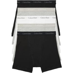 Calvin Klein Men's Cotton Classics 5-Pack Boxer Brief (Large, 2 Black, 2 Heather Grey, 1 White)