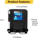 Alcantara Material Car Visor Organizer, Universal Sun Visor Organizer for Trucks Vehicles Suvs, Car Visor Storage Pocket, Sun Visor Pouch For Sunglasses, Cards and Pens - 4 Card Slots - Black