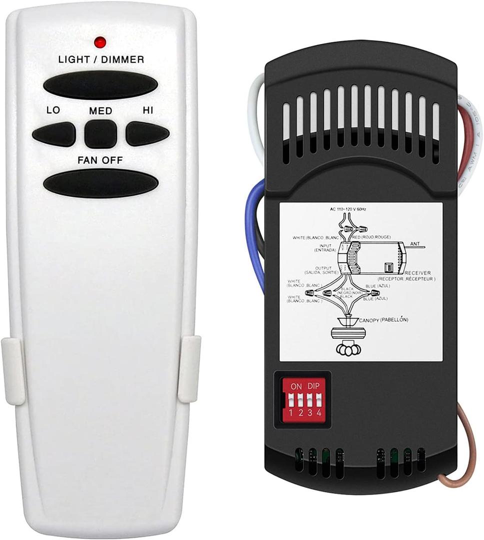 Universal Ceiling Fan Remote Control Kit Dimmable, Replacement for Hampton Bay,Hunter, Honeywell, Westinghouse FAN-28R Fan-HD CHQ7078T UC7078T L3H2010FANHD L3H2014FANHD RR7079T Fan-HD5 Universal Ceiling Fan Remote Control Kit Dimmable, Replacement for Hampton Bay,Hunter, Honeywell, Westinghouse FAN-28R Fan-HD CHQ7078T UC7078T L3H2010FANHD L3H2014FANHD RR7079T Fan-HD5