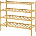 Kitsure Bamboo Wooden Shoe Rack for Closet, 26.8" Wide - 4 Tiers, Natural