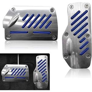 Nomocale 2 PCS Car Automatic Transmission 5.51" x 2.44" + 2.95" x 4.92" Accelerator Brake Pedal Cover Set, Non-Slip PVC Rubber Alloy Anti-Rust Sports Decoration Foot Pedal, for Cars (Blue)