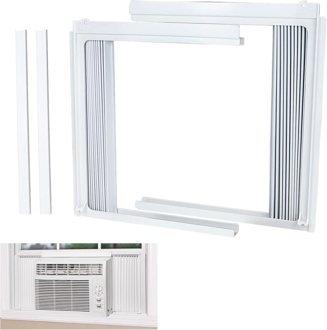 LBG Products Window Air Conditioner Side Panel and Frame Set,AC Accordion Filler Kit,Fits Most 5000BTU Window Air Conditioners, AC Side Panels with Frame
