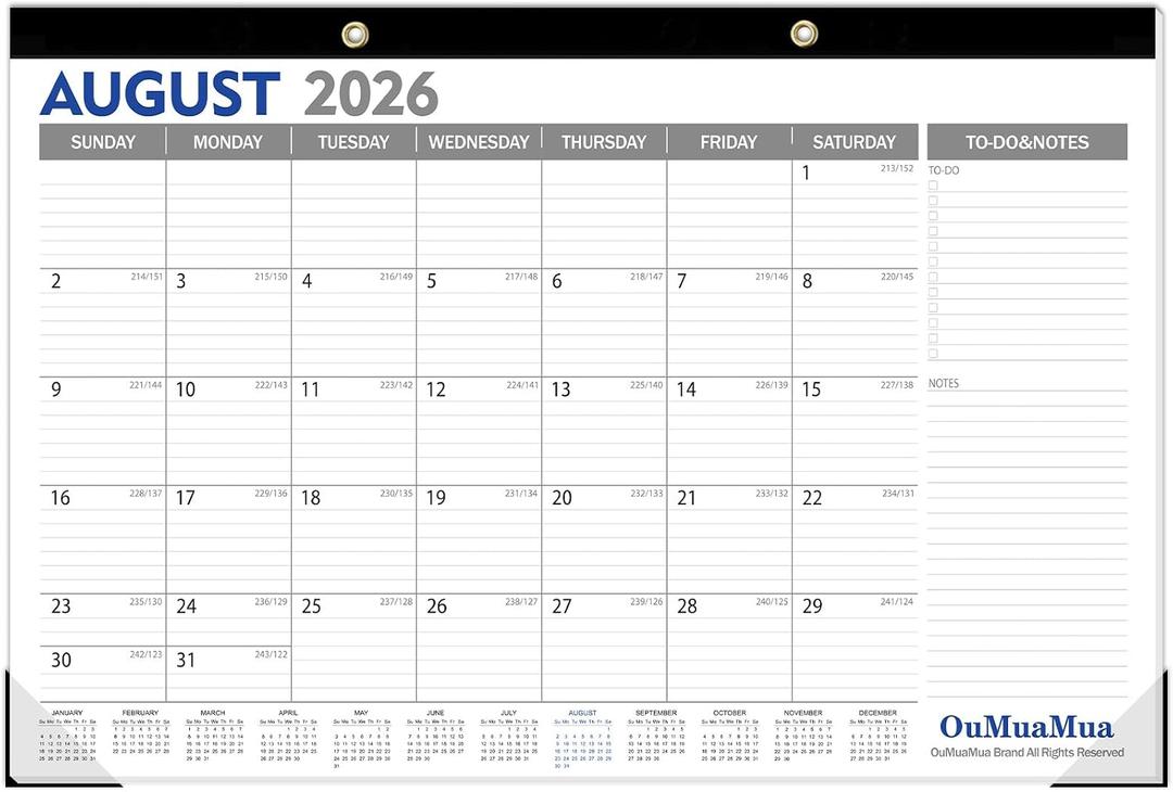 OuMuaMua Large Desk Calendar 2026-2027, Jun 2026-Dec 2027, Jumbo 20" x 30", 30"x20"
