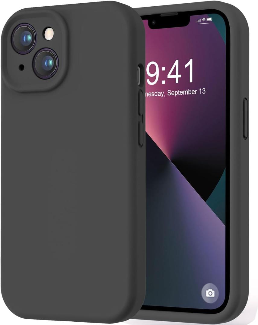 LOVE 3000 Designed for iPhone 13 Case, Premium Silicone with [Camera Protection] [Soft Anti-Scratch Microfiber Lining] Shockproof Protective Phone Case for iPhone 13 Women Men Girls 6.1", Black