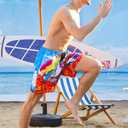uideazone Men Swim Trunks Drawstring Elastic Waist Quick Dry Beach Shorts with Mesh Lining Swimwear Bathing Suits (M)