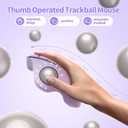 seenda Wireless Trackball Mouse, Ergonomic Bluetooth Rollerball Mouse Rechargeable, 3 Device Connection Optical Mice Adjustable DPI Thumb Control Mice Compatible for PC/Laptop/Windows - Light Purple
