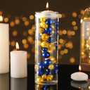 10000 Pcs Clear Vase Filler Beads and 150 Pcs Floating Pearls for Centerpieces Gold and Blue No Hole Floating Beads for Vases Home Weddings Centerpieces Table Party Decor