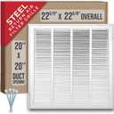 Fits 20x20 Duct Opening | Steel Return Air Filter Grille by Handua [Removable Door] for 1-inch Filters | Vent Cover Grill | White | HVAC Cold Air Intake Grille | Out Dim: 22 5/8"W X 22 5/8"H