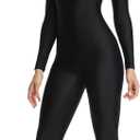 Women's Long Sleeve Unitard Dance Costume Spandex Full Body Suits One Piece Jumpsuits (Medium, Black)