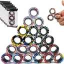 24Pcs Magnetic Rings Fidget Toys Spinner Set Easter Basket Stuffers,Finger Magnet Rings Endless Hours of Fun ADHD Stress Relief Fidget Spinner for Relieve Anxiety Birthday for Adults Teens Kids