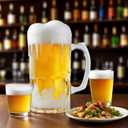 2 x 34fl.oz/1L Large Heavy Glass Beer Mug Set of 2 with Handle