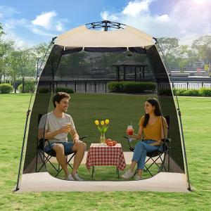 EighteenTek® Screen House Gazebo, 2-4 Person Pop Up Screen Tent, Instant Screen Room with Carry Bag, Outdoor Mosquito Tent Pop-Up, Sun Shade Shelter for Patio, Garden, Backyard, Deck 7 x 4 x 6.5 FT