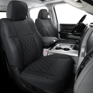 FEELiT Waterproof Seat Covers Full Set, Custom Fit 2011-2018 Ram 1500 &Some 2011-2025 2026 Ram 2500&3500 Bighorn Laramie Limited Longhorn Pickup with 4/6 Split Curved Rear Seat (02-Full Set, Black)
