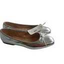 SM New York Womens Zion Ballet Bow Flats Silver Faux Leather 9M