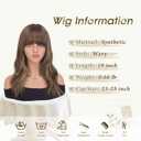 Haloo Brown Wigs with Bangs - 19 Inch Natural Wavy Synthetic Heat Resistant Medium Length Hair Wigs for Women Daily Party, Blonde Mixed Brown