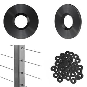 40 Pack Cable Railing Kit Adhesive Sleeves for 1/8" 5/32" 3/16" Wire Rope, T316 Stainless Steel, Black
