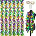 Dingion 6 Pieces 38 Gram 6 Feet Long Mardi Gras Feather Boa Lights Colorful Feathered Light up Boa Mardi Gras Decorations Accessories for Party Wedding Carnivals Costume Decoration
