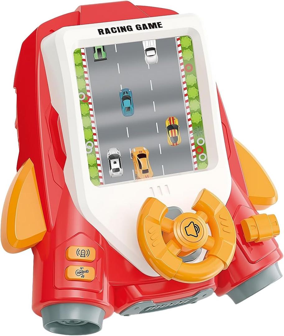 Kiddie Play Kids Racing Car Steering Wheel Toy - Interactive Driving Simulator with Lights and Sounds - Perfect for Toddlers - Fun Game for Car Seat and Home Play