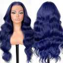 13x6 Glueless Blue Body Wave Lace Front Wig Pre Plucked Synthetic Dark Blue HD Lace front wig for fashion women transparent lace front wig for cosplay party