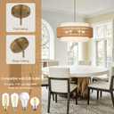 25.6" Rattan Chandelier for Dining Room, 6-Light Boho Pendant Hanging Light