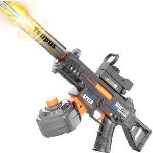 Electric Water Gun for Adults & Kids, Automatic Squirt Guns with 32Ft Long Range, 300 Water Shots, LED Light, Summer Outdoor Swimming Pool Water Toys, Gray (Black)