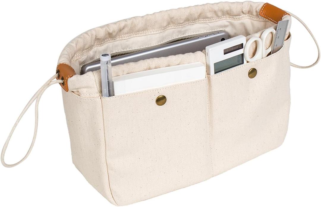 Bag Divider Cotton Canvas Tote Organizer Insert large Handbag Extra Large Purse (L)