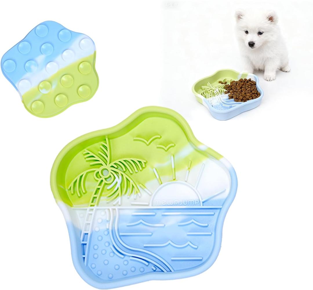 WUGO Slow Feeder Dog Bowls, Lick Mat for Dog Cat, Dog Lick Bowl, Puzzle Toy Dog Food Bowls with Anti-Slip Suction Cups, Interactive Treat Dispensing Puppy Pet Slow Eating for Large Medium Small Breed